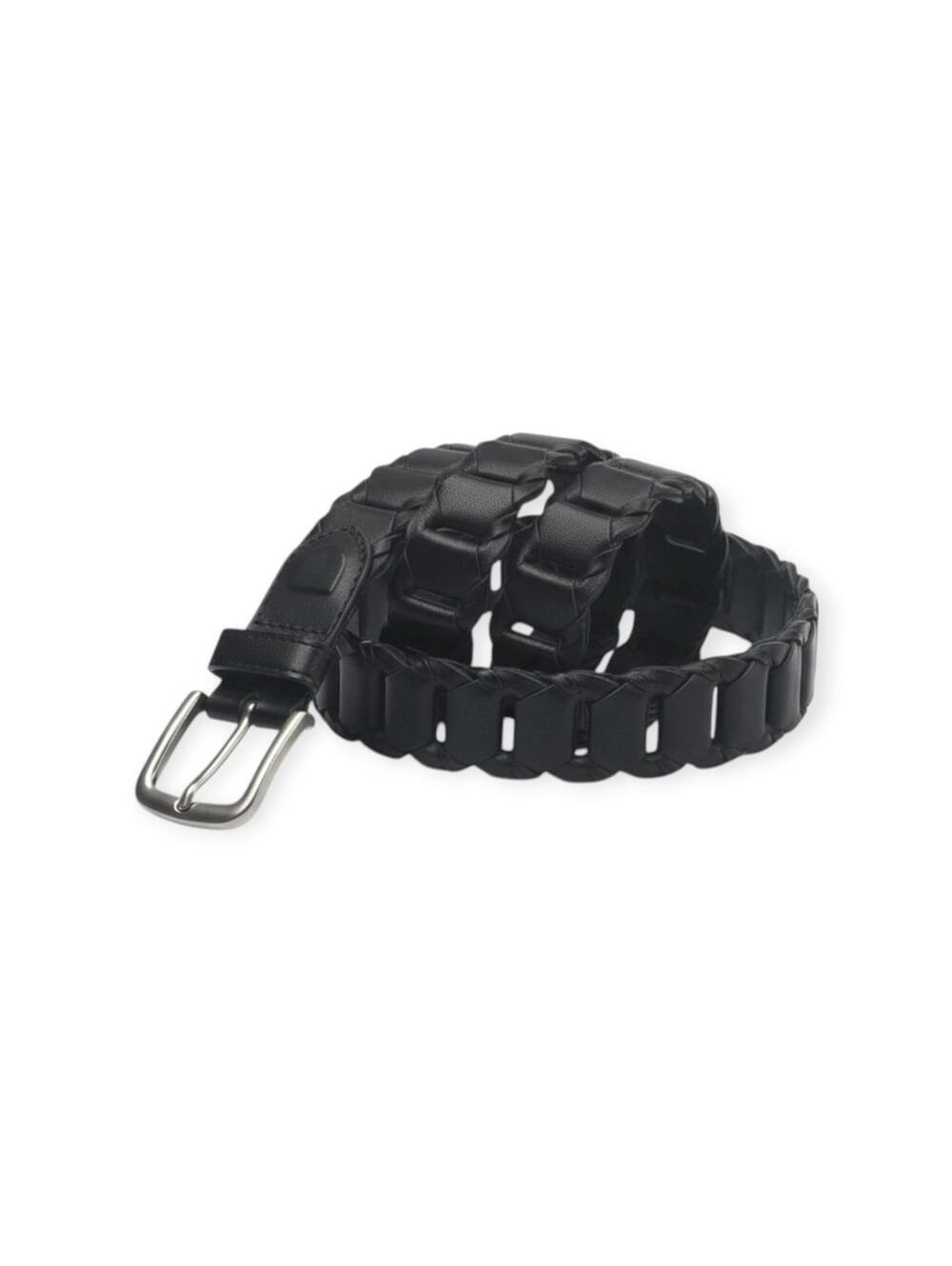 Vintage 1980’s: OOAK Handcrafted ༄ Braided Leather Belt ༄ Black ༄ Unisex 38